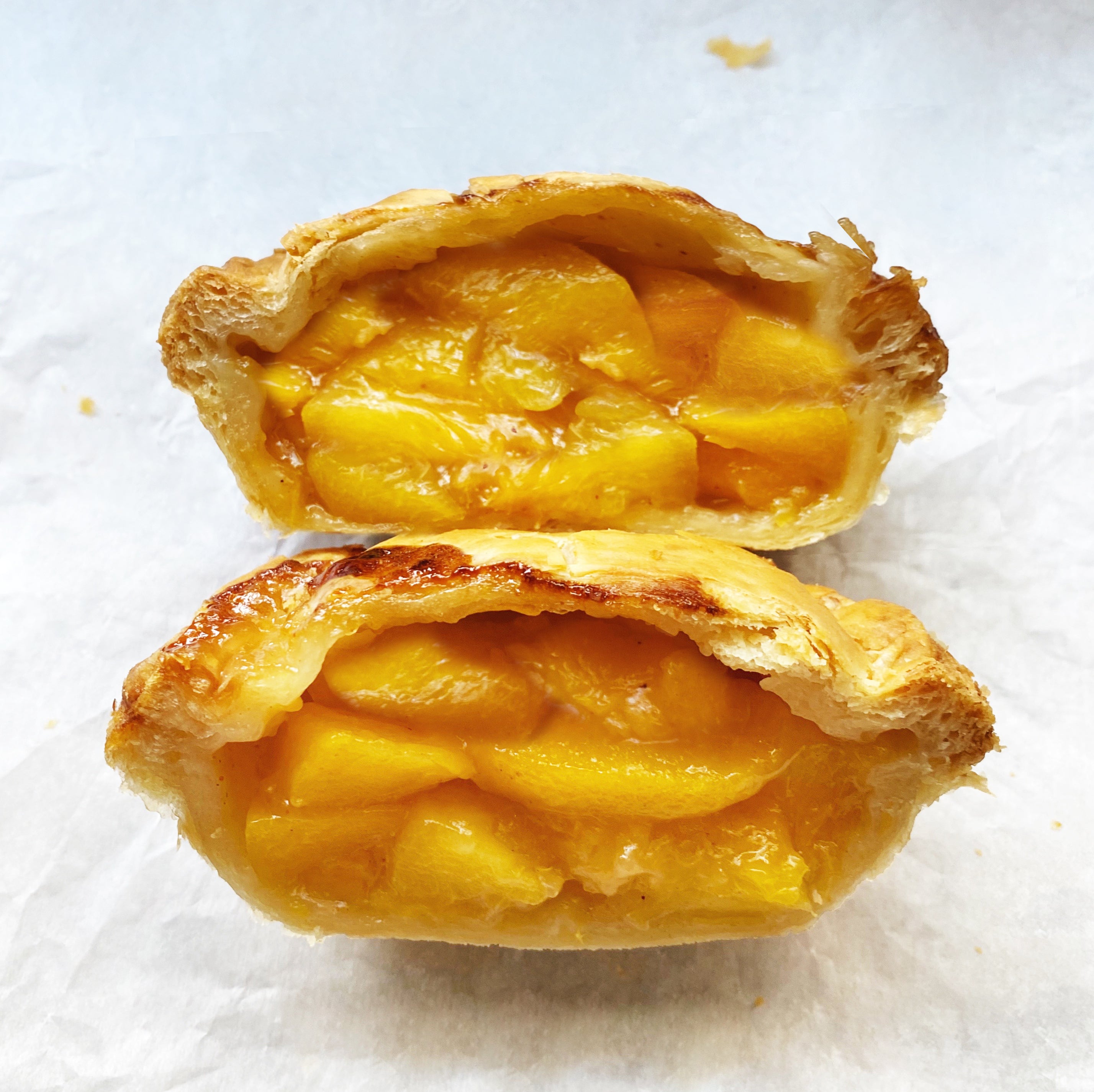 Peach pie with vegan flaky puff pastry crust