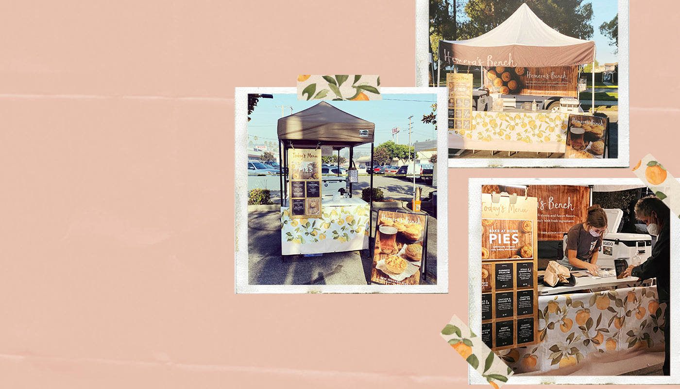 Polaroid pictures of farmers market booths: Torrance, South Pasadena, Studio City