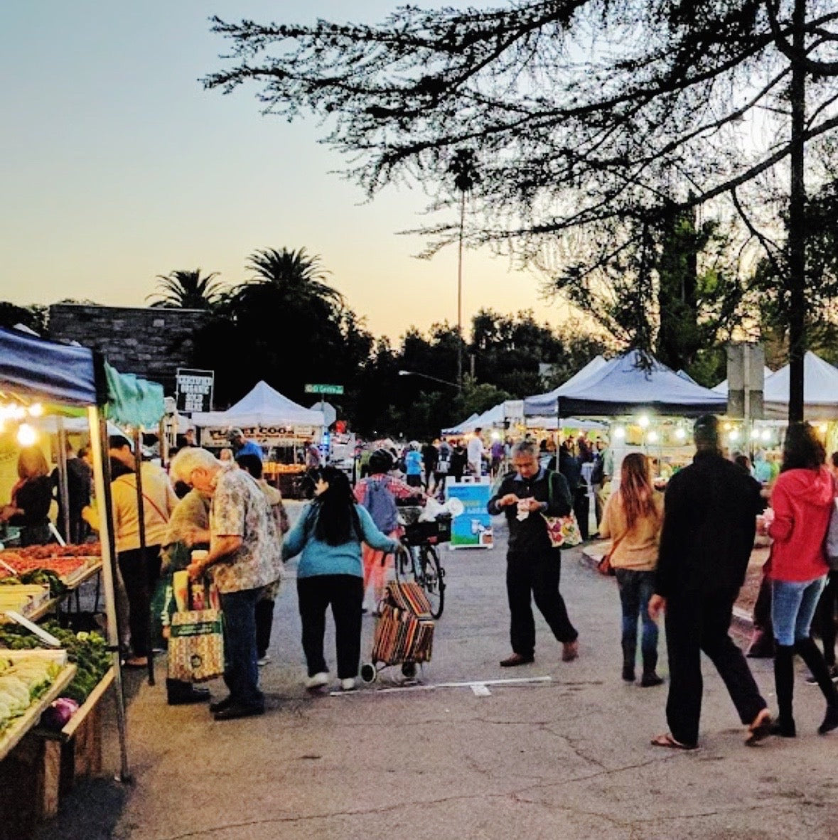 Picture of the South Pasadena Farmers Market during sunset